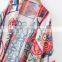 2017 women open front casual asymmetrical hem floral loose kimono ladies summer beachwear