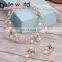 High quality rhinestone bride headdress flower hair accessories set for wedding