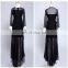 black chiffon high low irregularity black double layered dress for girls
