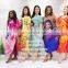 Short Sleeve Digital Print Silk Kaftan Wholesale Women Dress Kftans