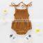 2020 spring and autumn new baby explosion cotton and linen solid color baby cute solid color sling triangle romper