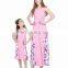 2019 new Women pink floral  Long Summer Dress Mother Daughter Matching (this link for WOMAN)