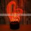 Heart LOVE Colorful 3D Illusion Night Lamp Valentines Creative Gifts Atmosphere Fancy Romantic Lamp