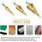 Titanium Step Drill Bit (Total 15 Step Sizes) , Unibit Cone Drill, 4 to 32mm
