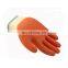 10Gauge Polycotton Liner 3/4 Orange Latex Dipped Gloves Rubber Coated Work Gloves for Construction