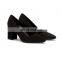 Ladies wholesale fancy black color design high block heels pumps sandals shoes women evening shoes