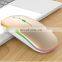 New Ultra-thin Mini A2 Wireless Mouse Silent Mute Rechargeable Led Colorful Lights Computer Mouse