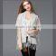 2016 latest design shawl summer hollow loose knit short-sleeved V-neck women fringed shawl