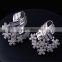 Bargain Hot Product Flower Snowflake Shape Cubic Zircona Stones Brass Stud Earrings