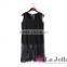 Ladies Fashion Sleeveless Long Blouse Black Lace Stitching Rayon Cotton Long Tail t Shirt
