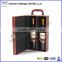 Factory Hot Sell Handmade two bottles wine leather box
