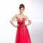 rose decoration gauze satin fabric off-shoulder wrapped chest beading maxi evening dress