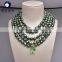 2016 most popular baroque pearls freshwater layer pearl necklace in green color