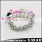 Easam Low Price Metal Chain Rhinestone Flower Charming Stainless Steel Bracelet