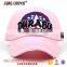 lovely pink 3d embroidery 6 panel baseball hat