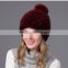 Top quality black and brown color winter knitted natural mink fur bomber hat