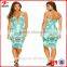 Latest new styel sexy V neckline tropical print dress for women