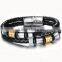 Stainless Steel Buckle Braided Leather Wrap Bracelet