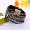 New Fashion Jewelry Woman Magnetic Clasp Leather Crystal Stones Bracelet