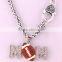 Mother's Day Gift Zinc Alloy Crystal MOM Football Necklace