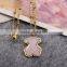 2016 new arrival exquisite workmanship gold chain pink stone cute bear necklace