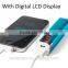Mini power bank with LCD digital display for cell phones