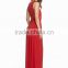 Sexy deep V neck knot front evening gown ladies long evening party wear gown