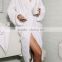 Waffle terry cotton white pink color men women home bathrobe