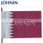 Promotional 20x30cm All Countries 75D Polyester Silk Screen Printing Qatar Hand Flag Waving With Plastic Pole