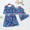 Mom and Daughter Dress Mommy and me 2019 Blue Floral Printed Mini Dress Mother Daughter Dresses Mother and Daughter Clothes