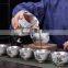 99 silver kung fu tea set, ceramic teapot, 6 gilt silver tea cups