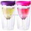 wholesale 10oz double wall private custom acrylic wine glasses with colorful  lid