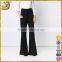2016 Newest style ladies pants with wide leg, woman black leg flared pants, American newest casual solid ladies pants