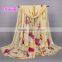 2016 new design women fashion chiffon silk printed stripe frame flower scarf thin design muslim hijab Muffler shawls