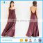 Rayon printing with strap and backless designs tie side maxi dress