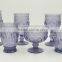 press glass drinkingware/goblet, Hiball, DOF, dessert bowl,Champagne flute in lilac color with Jewery patern