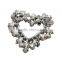 Christmas Themed Jewelry Silver Heart Design Rhinestone Christmas Wreath Brooch Pin
