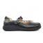 2016 High Quality OEM Buckle Black Leather School Shoes Girl with Rubber Sole