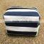 block stripe cotton canvas zipper make up bag small pouch case