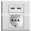 Highest quality output current 2.1A plug socket with double usb USB Wall Socket EU