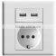 AC 100V-250V EU Socket 2 USB 5V DC 2.1A Charger Charging Power Wall Outlet