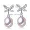 fashion jewelry white and golden 8.5--9mm circular japanese akoya pearl earrings uk