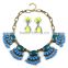 Trendy multicolor resin necklace earring jewelry set