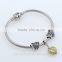 925 Italian Silver Bracelet Hollow Heart beads and Opened Gold Heart with MoM Love Charm Pendant HotSale European snake Bracelet