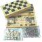 3 in 1 wine red color wooden folding chess set