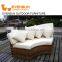 Fashionable rattan wicker sun lounger round sunbed with adjustable canopy