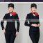 Juqian ODM/OEM Formal airline stewardess uniform black air hostess uniform for air hostess costume