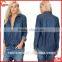 Contrast topstitch relaxed fit denim shirt women chest pocket denim shirt