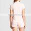 2017 OEM Summer women Comfortable black sleepwear Collar & Shorts pink cotton pajamas short set