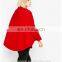 china supplier fashion winter high neckline button front red ladies wool cape coat